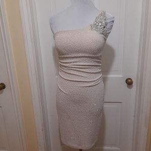 Cream Sparkle dress by Honey and Rosie Size S, Pre-loved Great Condition